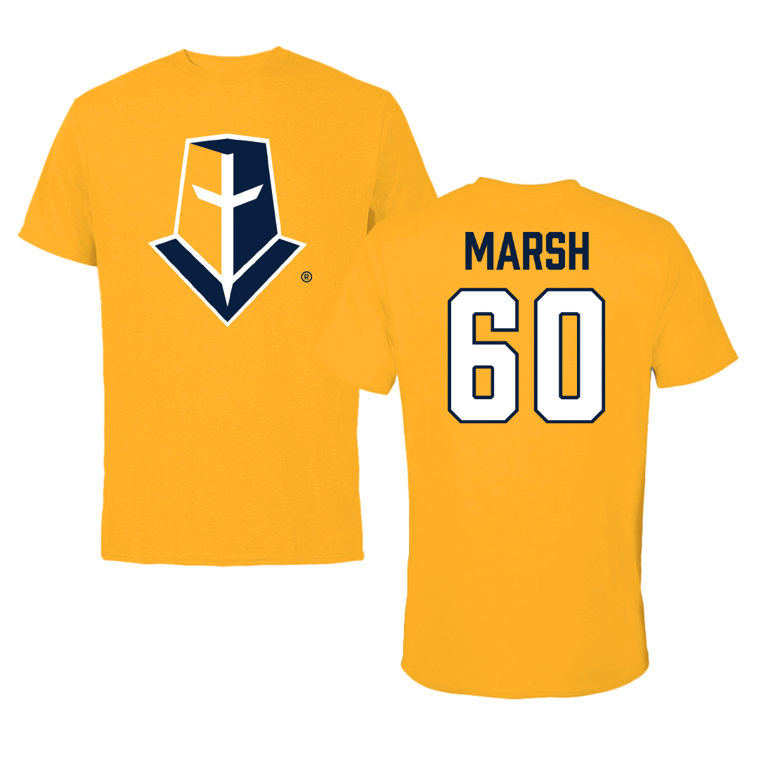 Mount Marty University Football Gold Tee - #60 Devin Marsh