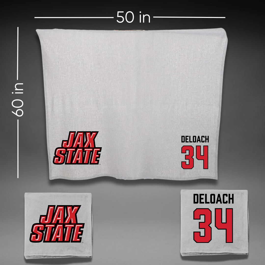 Jacksonville State University Football Gray Blanket - #34 Dajwon DeLoach