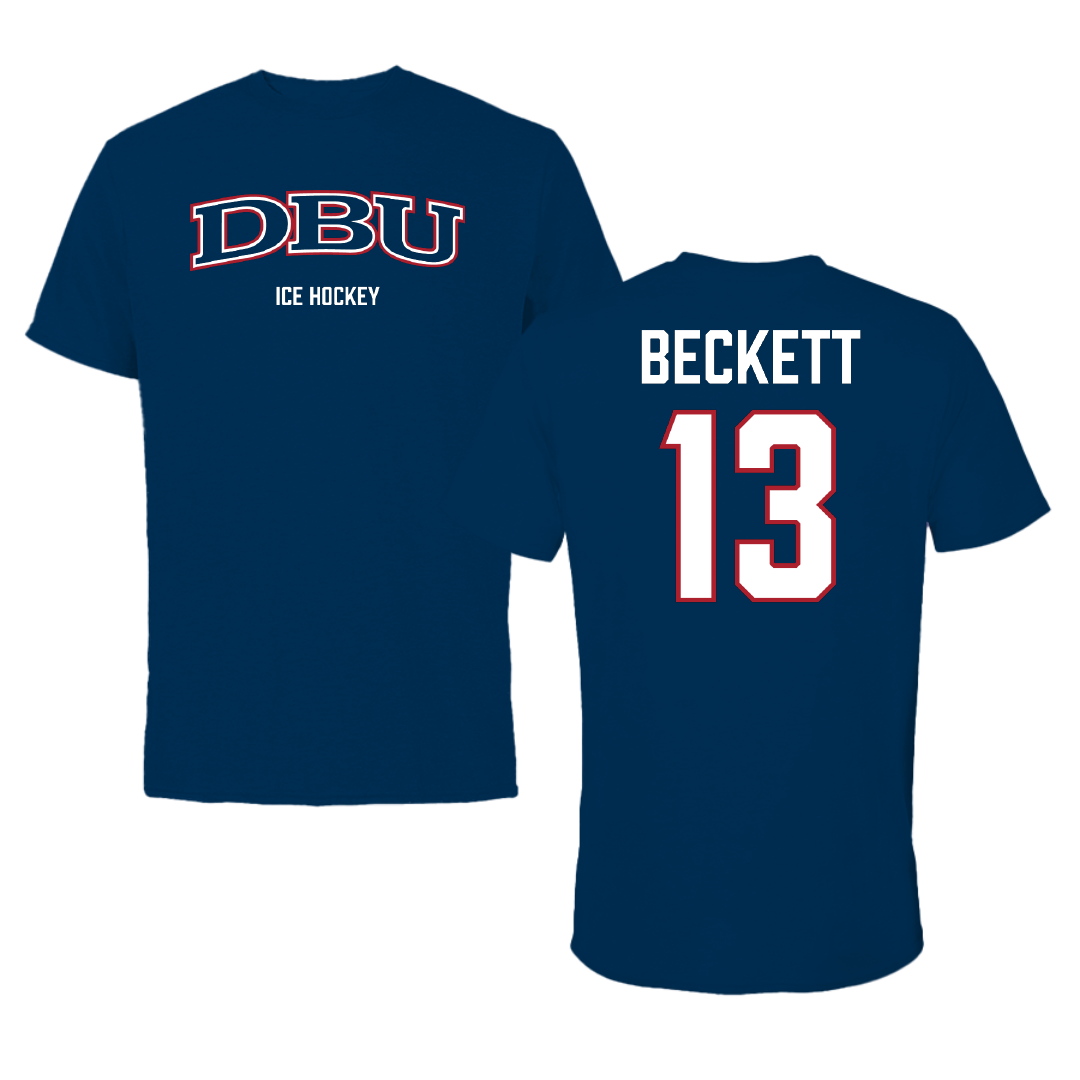 Dallas Baptist University Ice Hockey (M) Navy Tee - #13 Christian Beckett