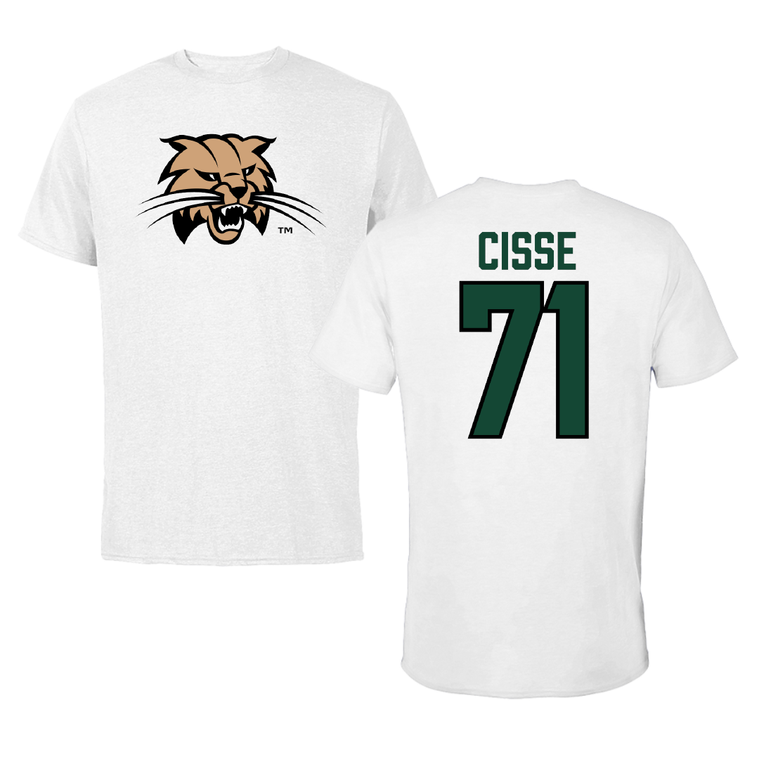 Ohio University Football White Tee - #71 Tigana Cisse