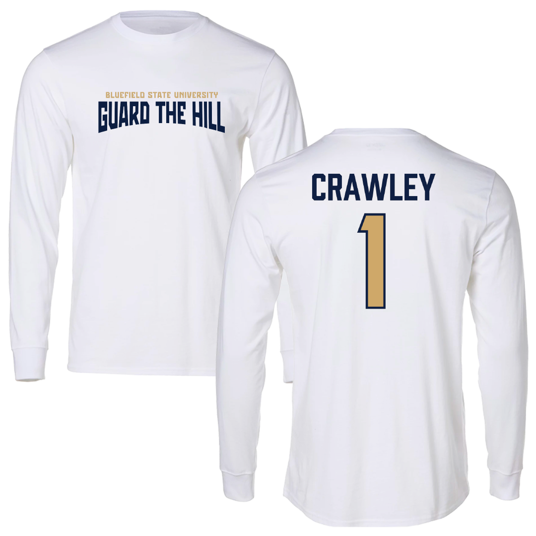 Bluefield State University Football White Classic Performance Long Sleeve - #1 Julian Crawley