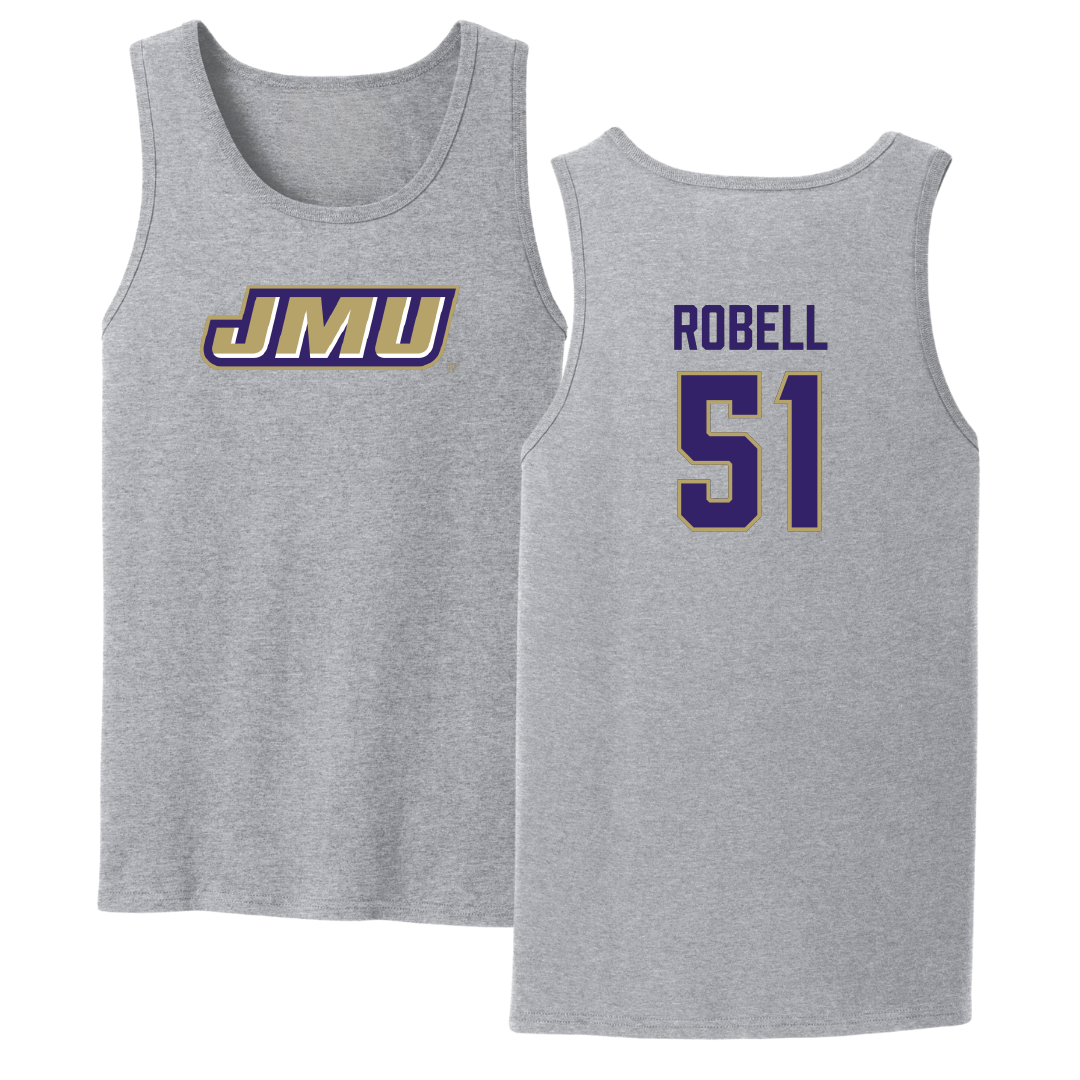 James Madison University Football Sport Gray Tank Top - #51 Riley Robell