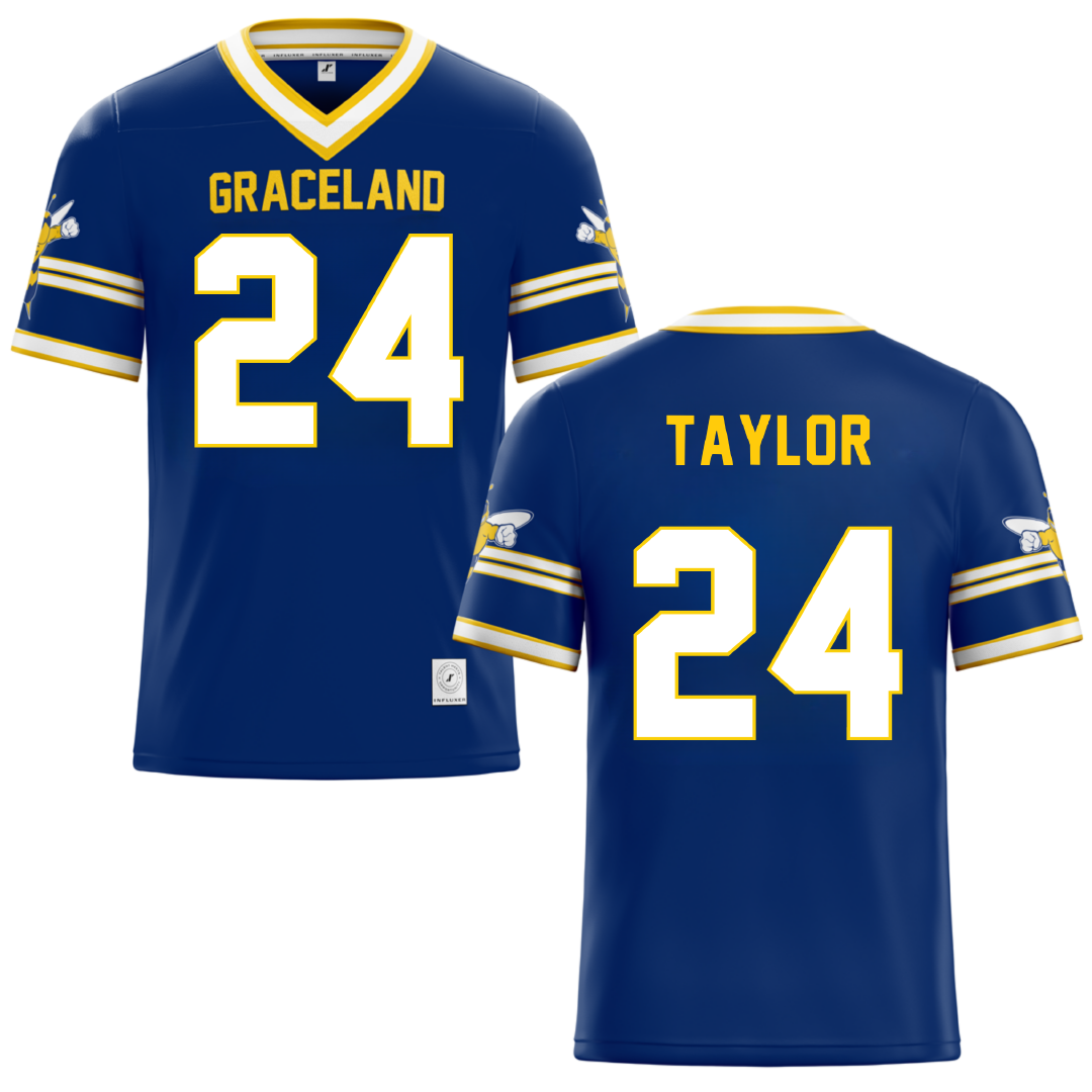 Graceland University Blue Football Jersey - #24 Brice Taylor