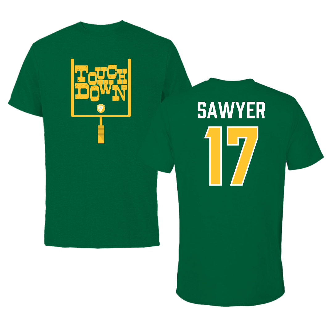 Southeastern Louisiana University Football Green Touchdown Performance Tee - #17 Eli Sawyer
