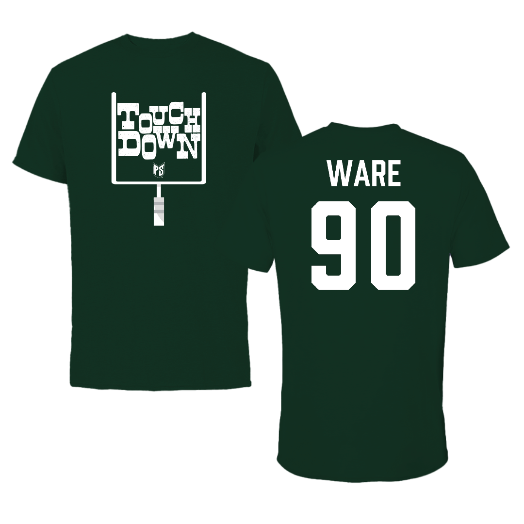 Portland State University Football Forest Green Touchdown Tee - #90 Herbert Ware