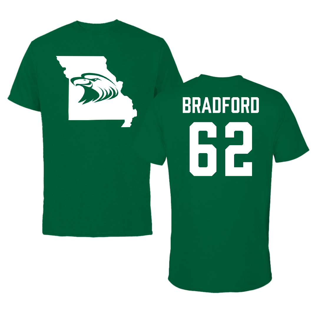 Central Methodist University Football Green State Performance Tee - #62 Denez Bradford