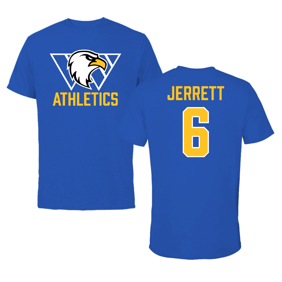 Williams Baptist University Soccer (M) Blue Performance Tee - #6 Drew Jerrett