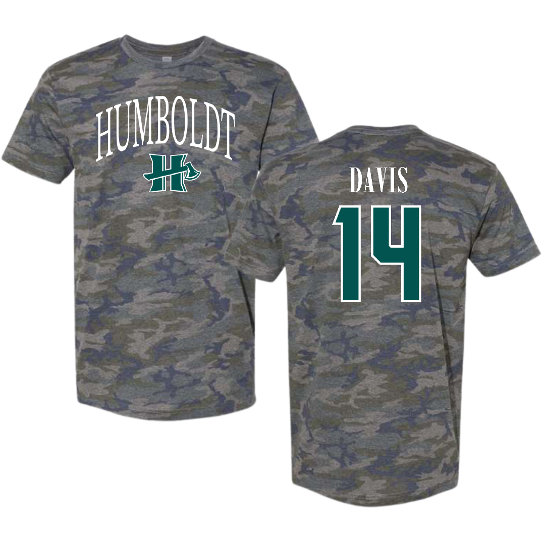 Cal Poly Humboldt Soccer Vintage Camo Tee - #14 Maya Davis