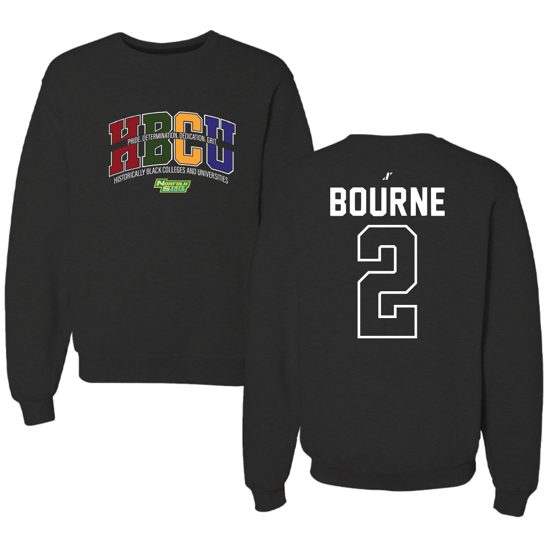 Norfolk State University Lacrosse Black HBCU Crewneck - #2 Elliott Bourne