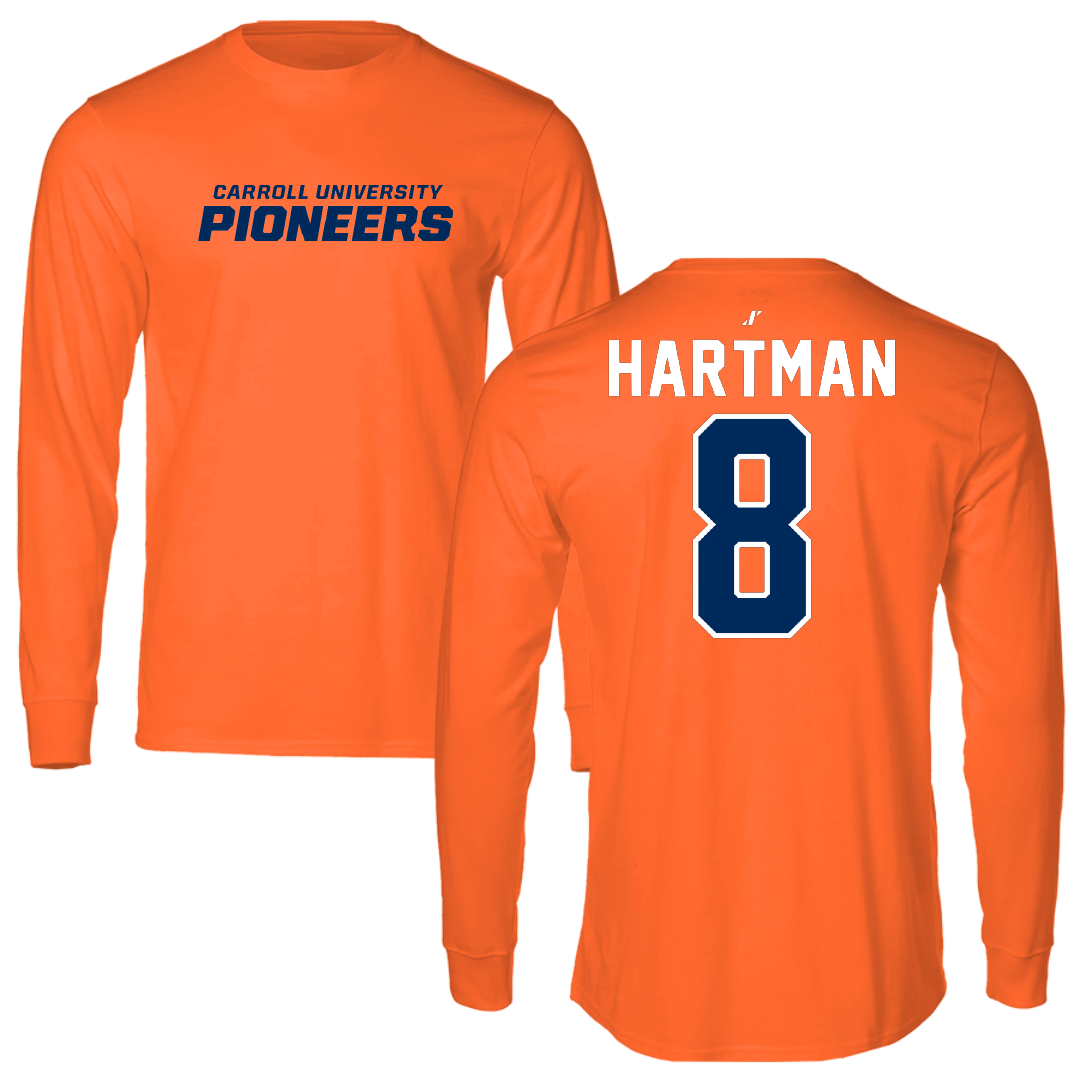 Carroll University Football Orange Performance Long Sleeve - #8 Hayden Hartman