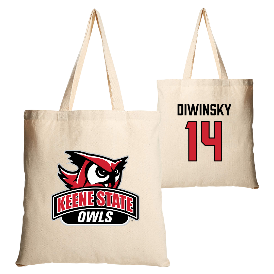 Keene State College Lacrosse Tan Canvas Tote Bag - #14 Carly Diwinsky