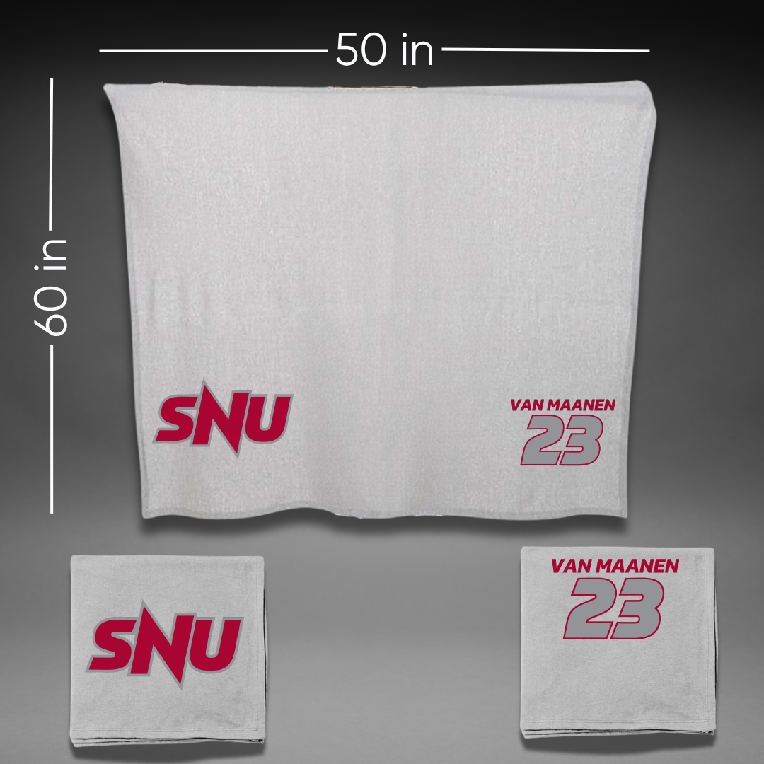 Southern Nazarene University Baseball Gray Blanket - #23 Ryne Van Maanen