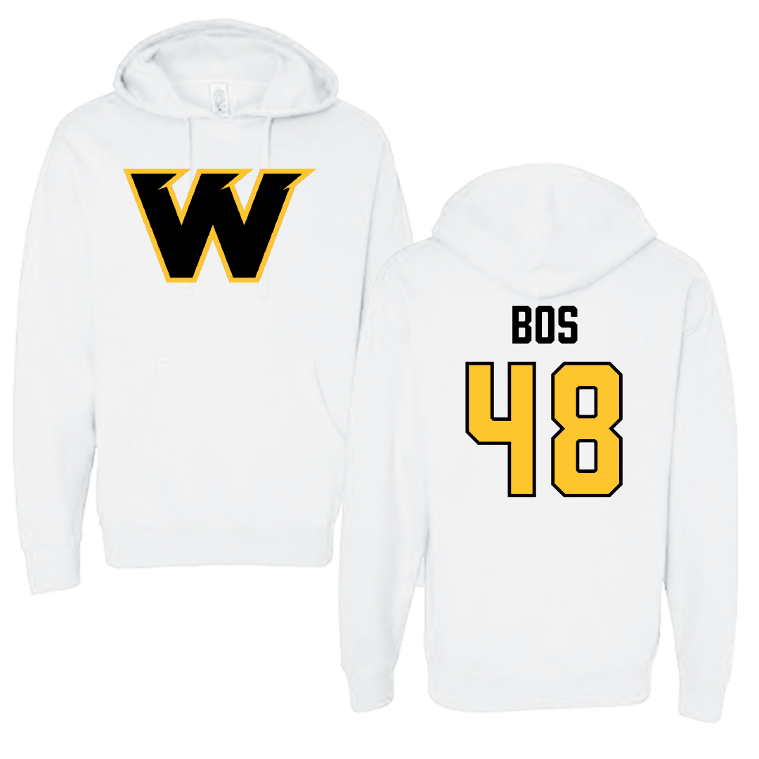 Wayne State College (Nebraska) Football White Hoodie - #48 Jackson Bos