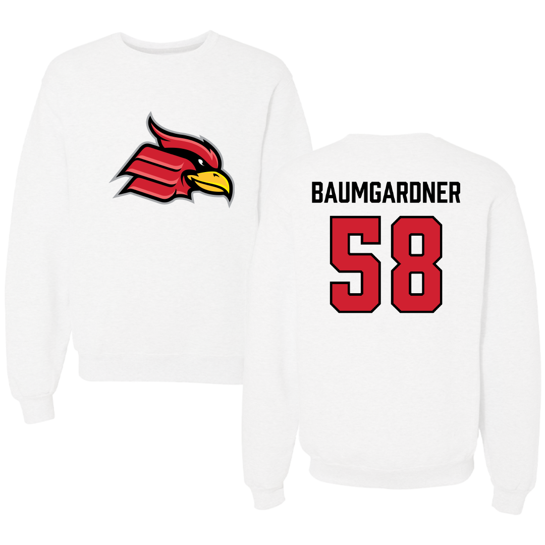 Wheeling University Football White Crewneck - #58 Mason Baumgardner