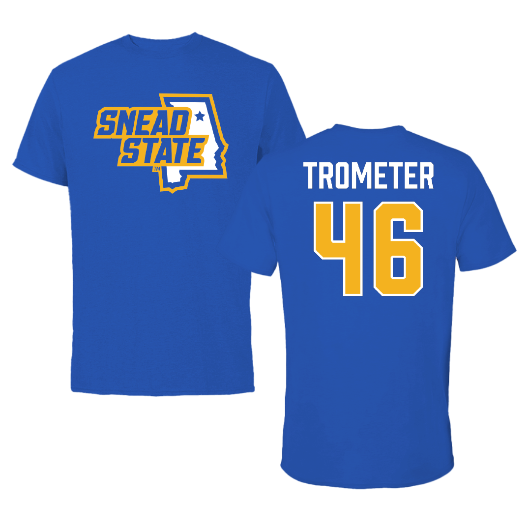 Snead State Community College Baseball Blue State Tee - #46 Justin Trometer