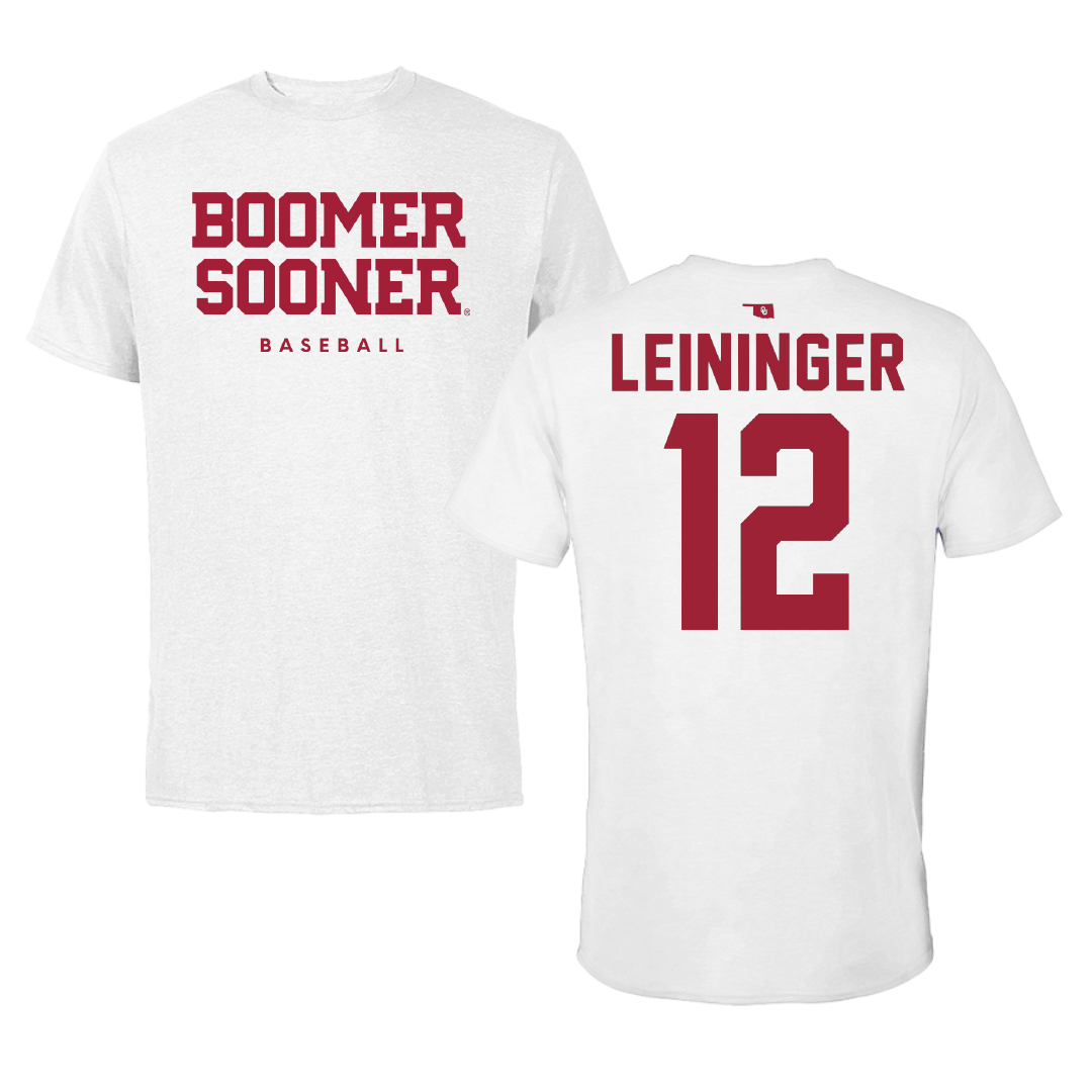 University of Oklahoma Baseball White Performance Tee - #12 Ryley Leininger