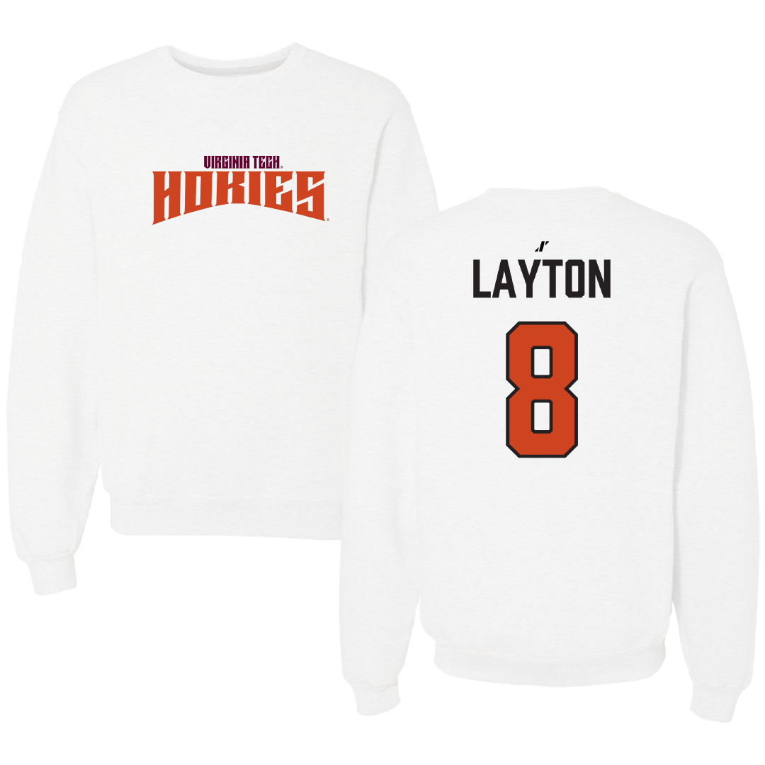 Virginia Tech Softball White Classic Crewneck - #8 Avery Layton