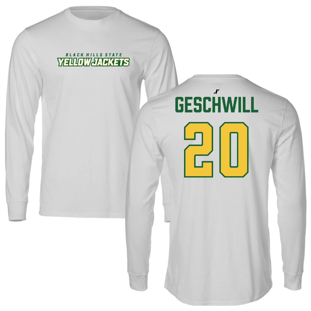 Black Hills State University Softball Light Gray Performance Long Sleeve - #20 Kaitlyn Geschwill