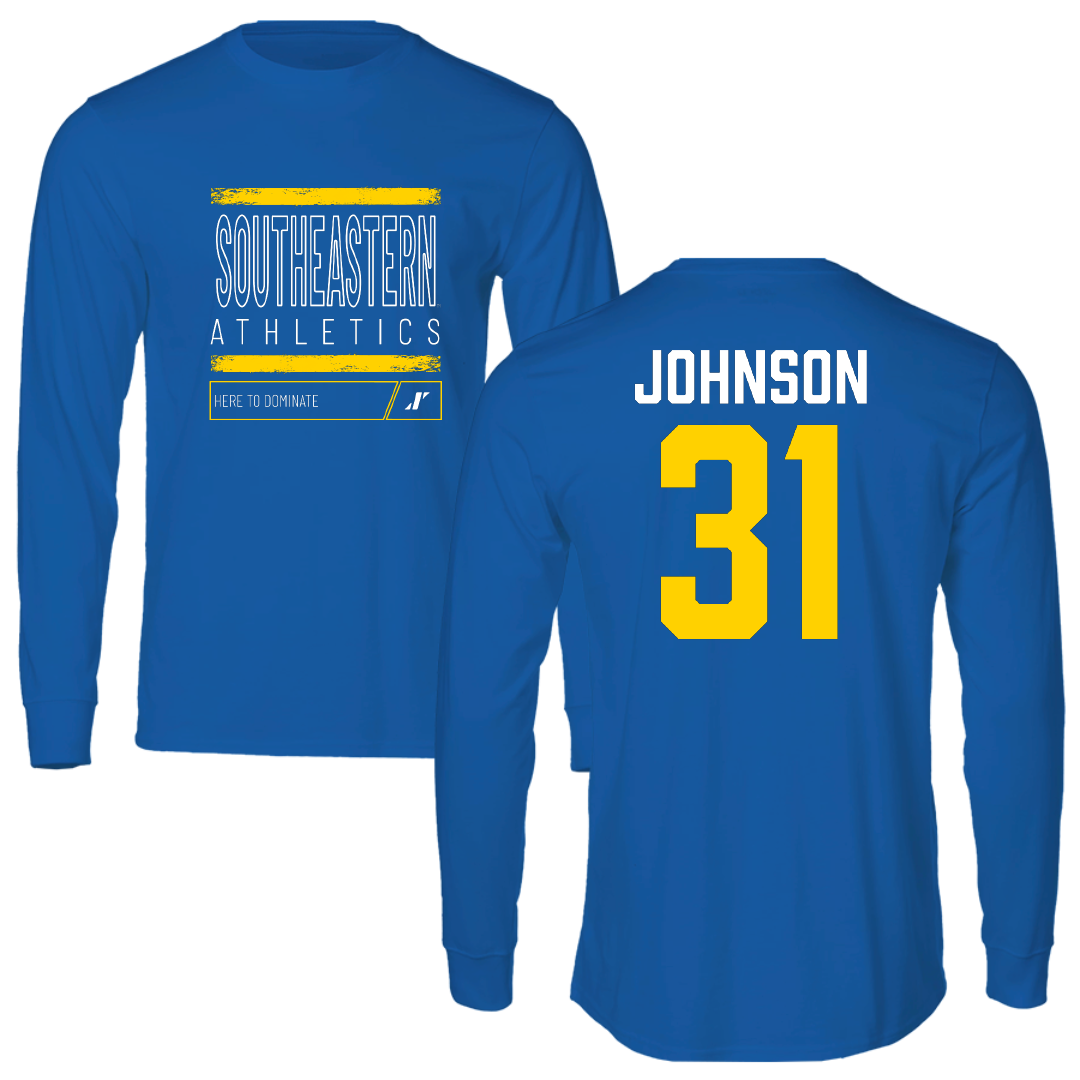 Southeastern Oklahoma State University Baseball Blue Dominate Long Sleeve - #31 Luke Johnson