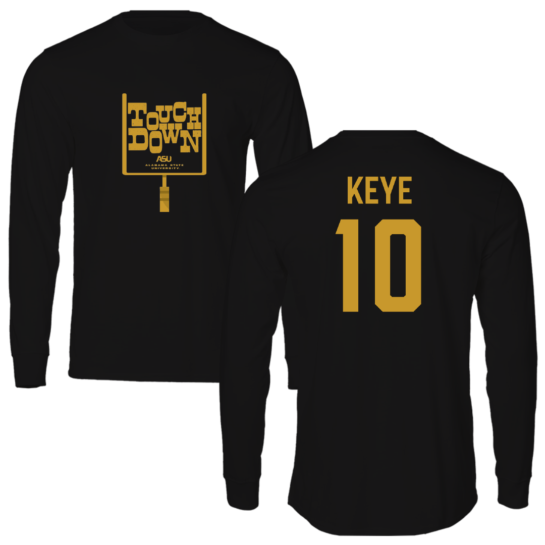 Alabama State University Football Black Touchdown Performance Long Sleeve - #10 Kareem Keye