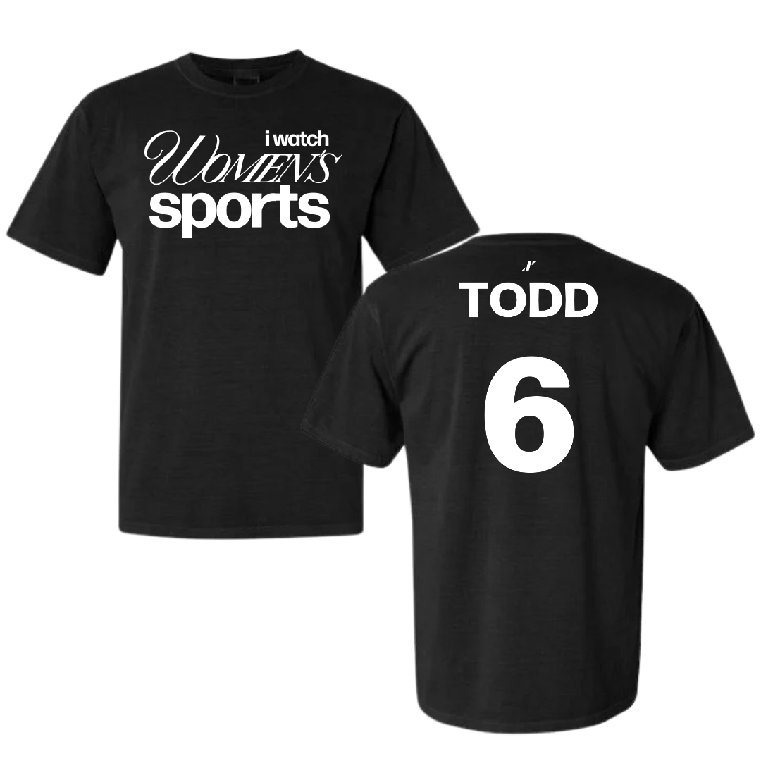 Texas Woman's University Softball Black WHM Comfort Colors Tee - #6 Riley Todd