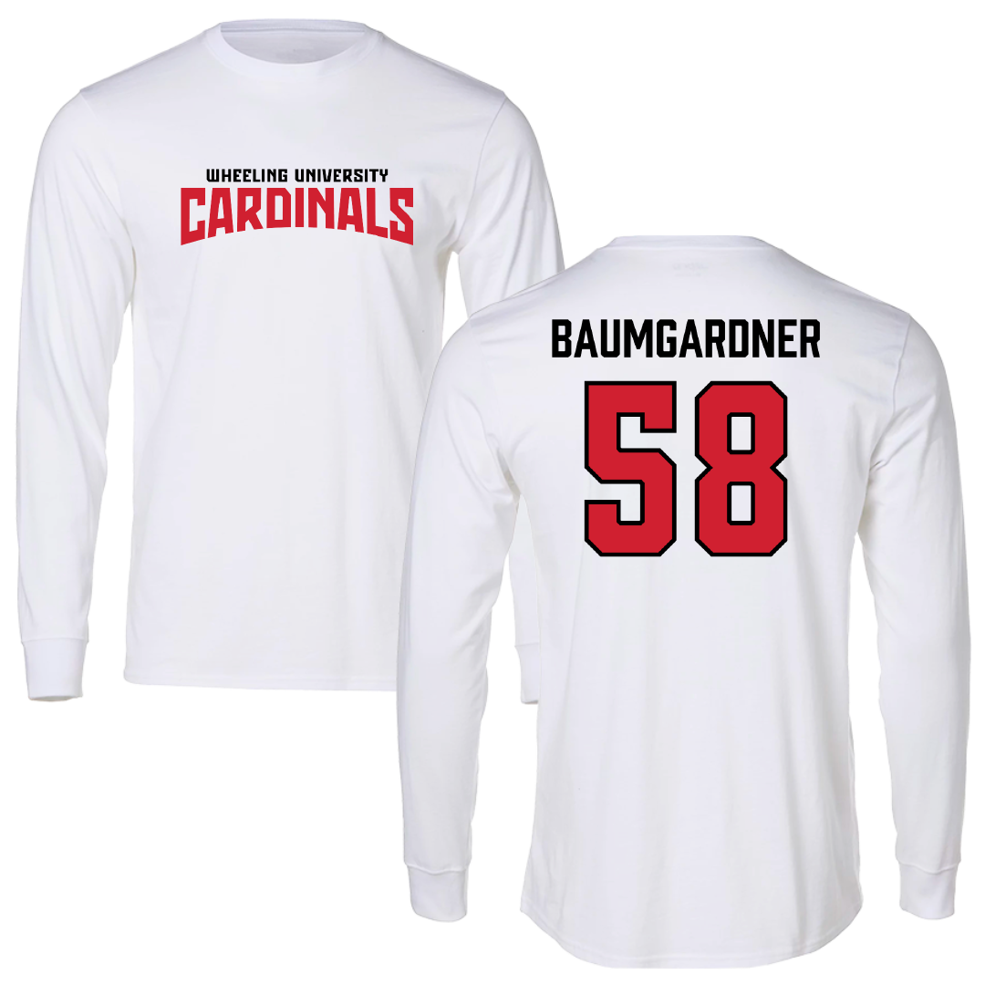 Wheeling University Football White Classic Long Sleeve - #58 Mason Baumgardner