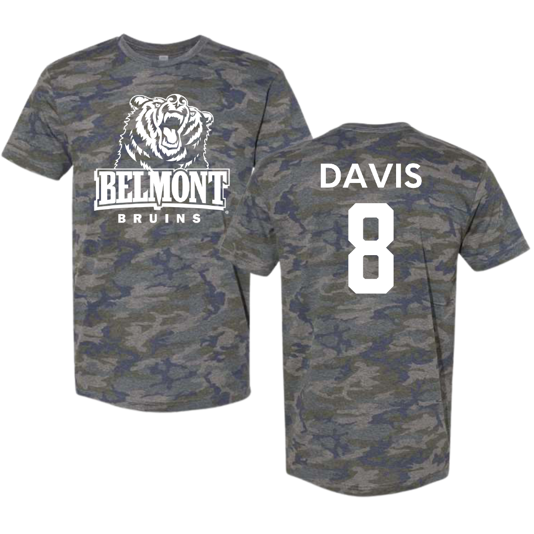 Belmont University Baseball Vintage Camo Tee - #8 Charlie Davis