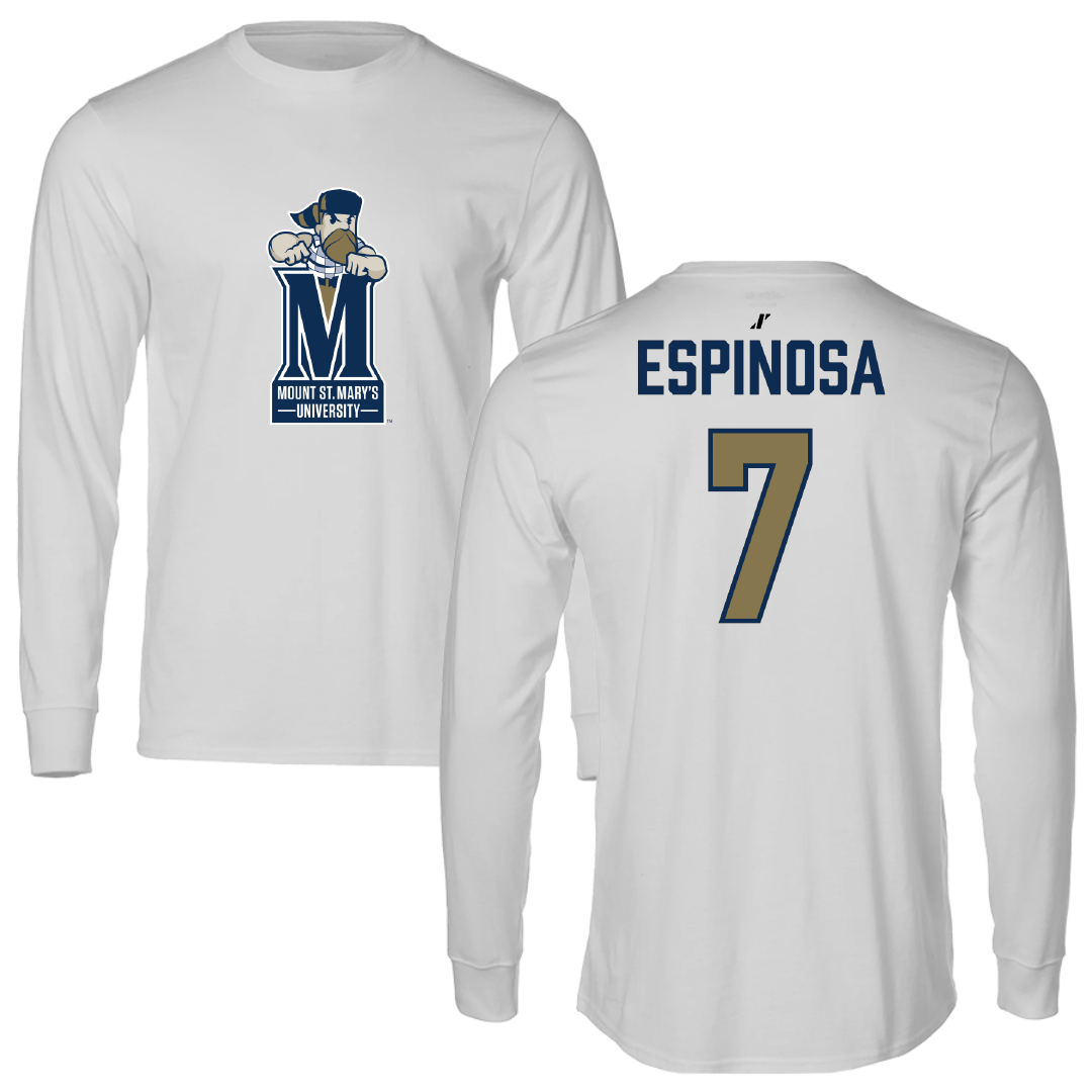 Mount St. Mary's University Basketball Light Gray Performance Long Sleeve - #7 Elijah Espinosa