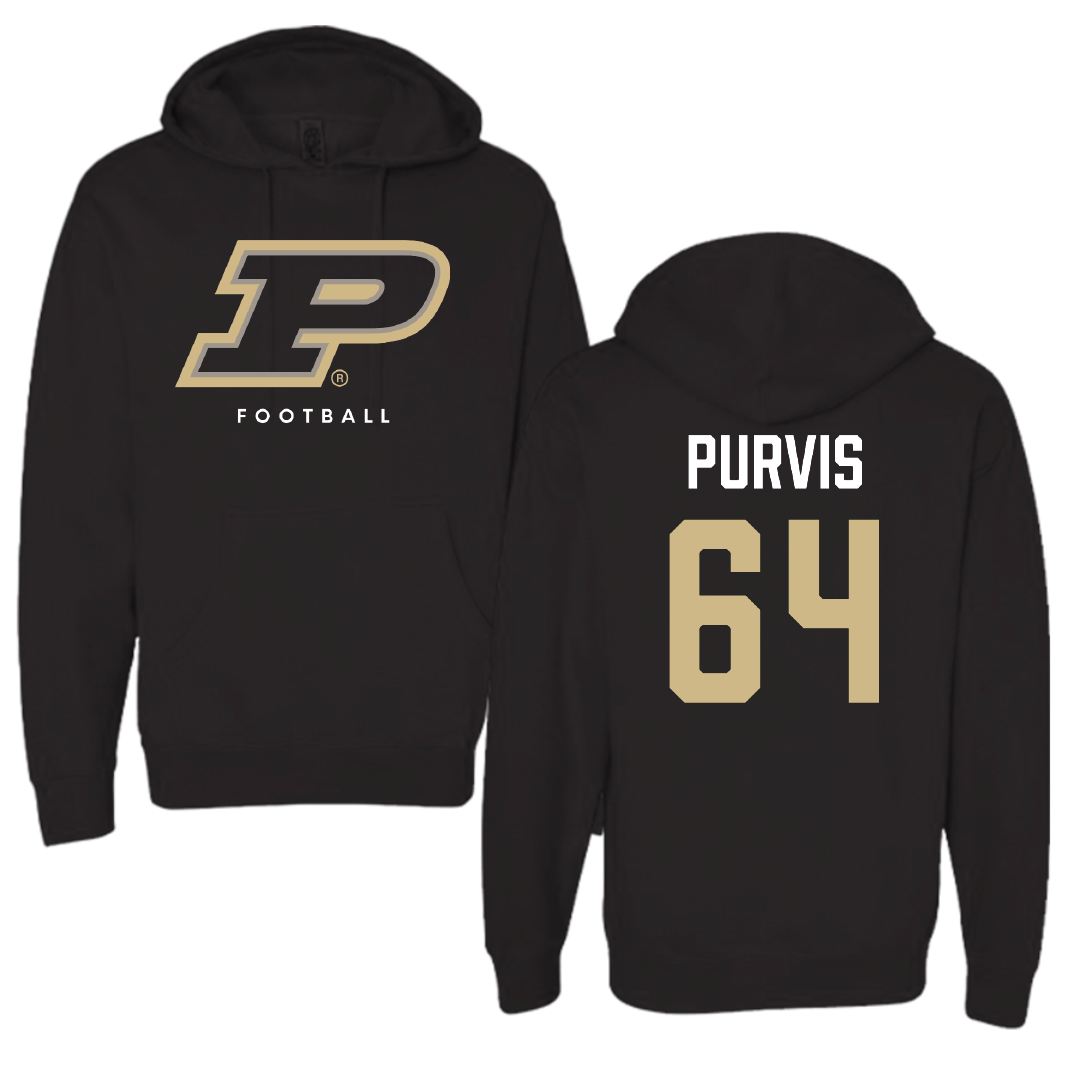 Purdue University Football Black Hoodie - #64 Hank Purvis