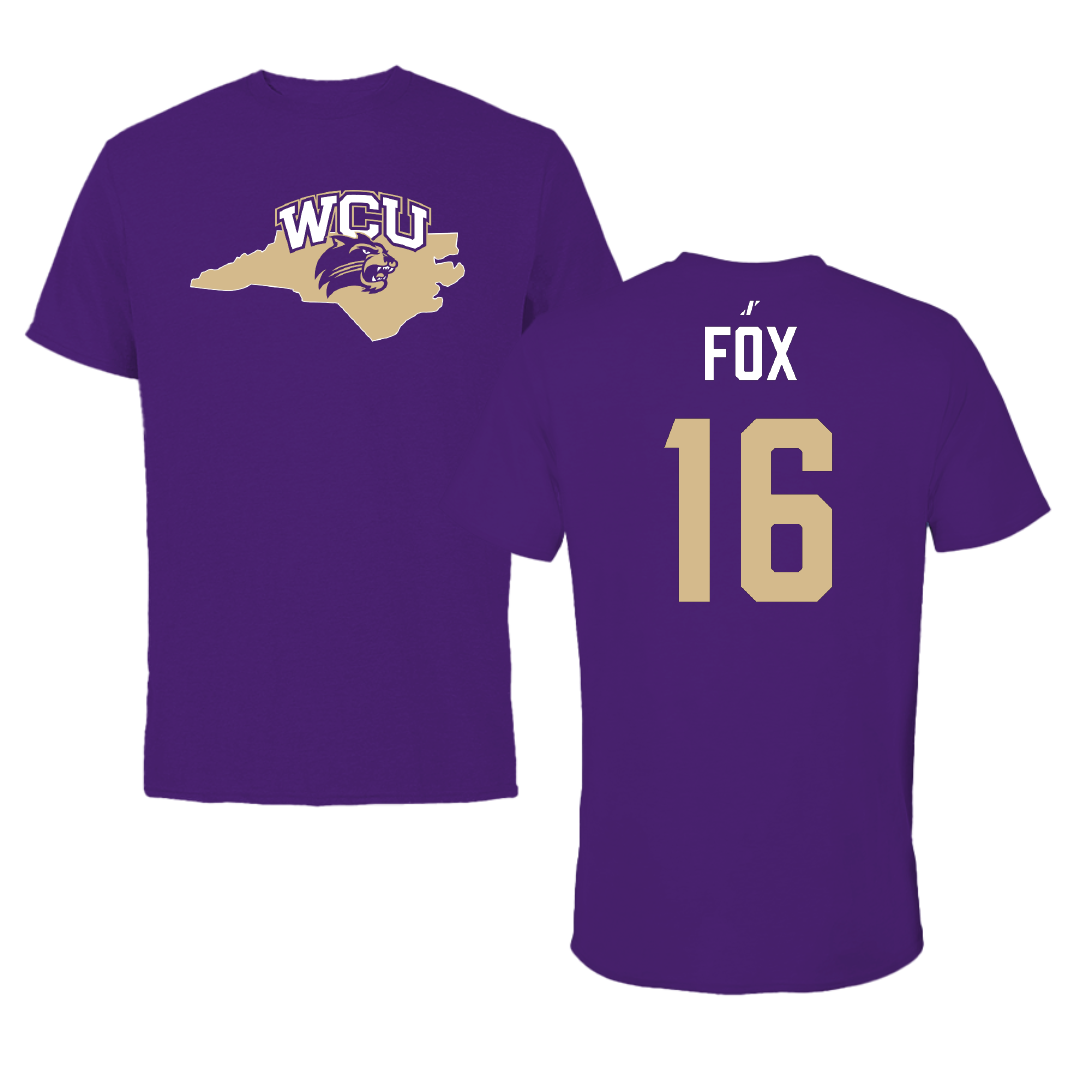 Western Carolina University Baseball Purple State Performance Tee - #16 Walker Fox