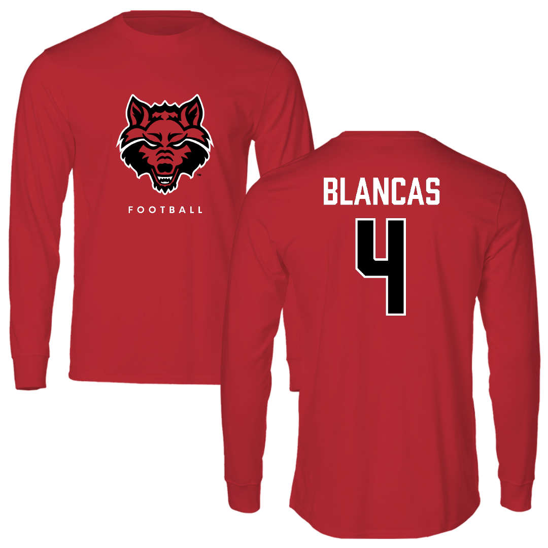 Arkansas State University Football Red Performance Long Sleeve - #4 Aaron Blancas