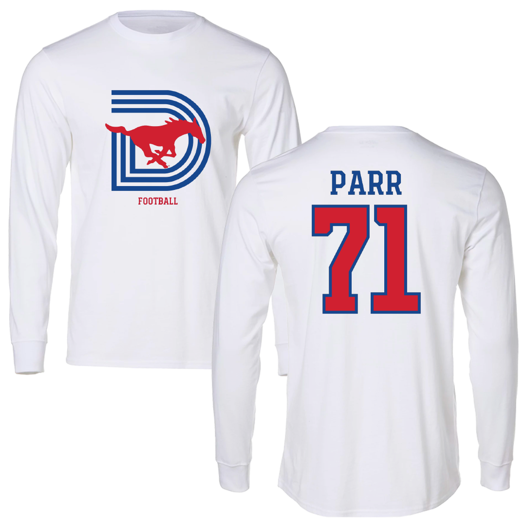 Southern Methodist University Football White Long Sleeve - #71 Logan Parr