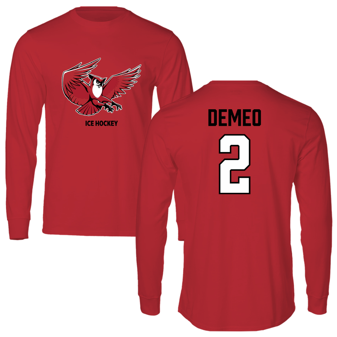 Keene State College Ice Hockey (W) Red Performance Long Sleeve - #2 Caroline Demeo