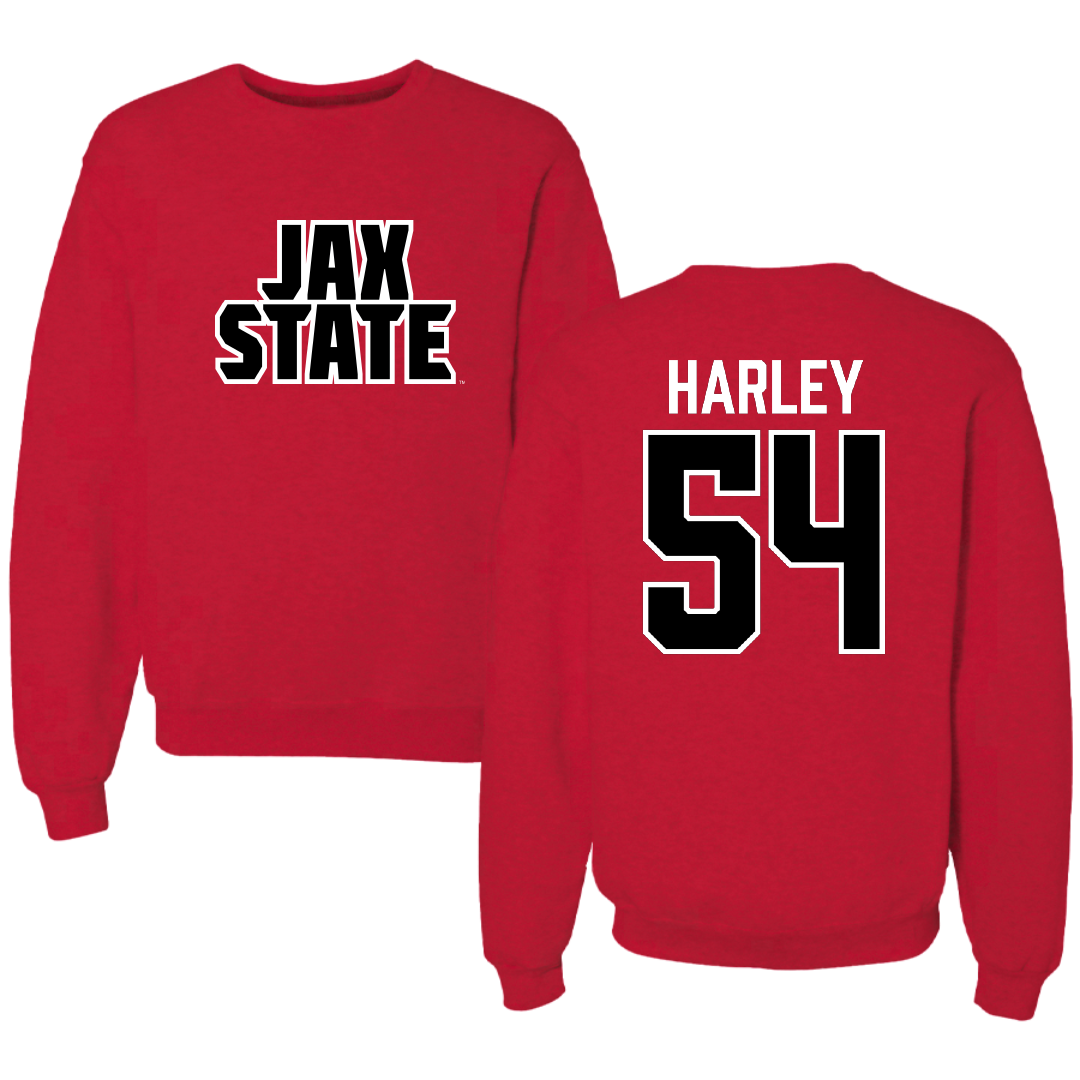 Jacksonville State University Football Red Crewneck - #54 Daveion Harley