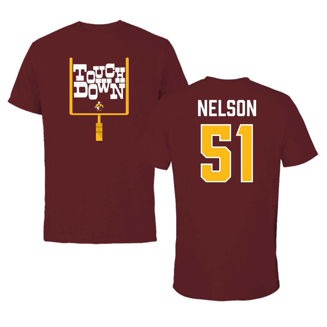 Salisbury University Football Maroon Touchdown Tee - #51 Matt Nelson