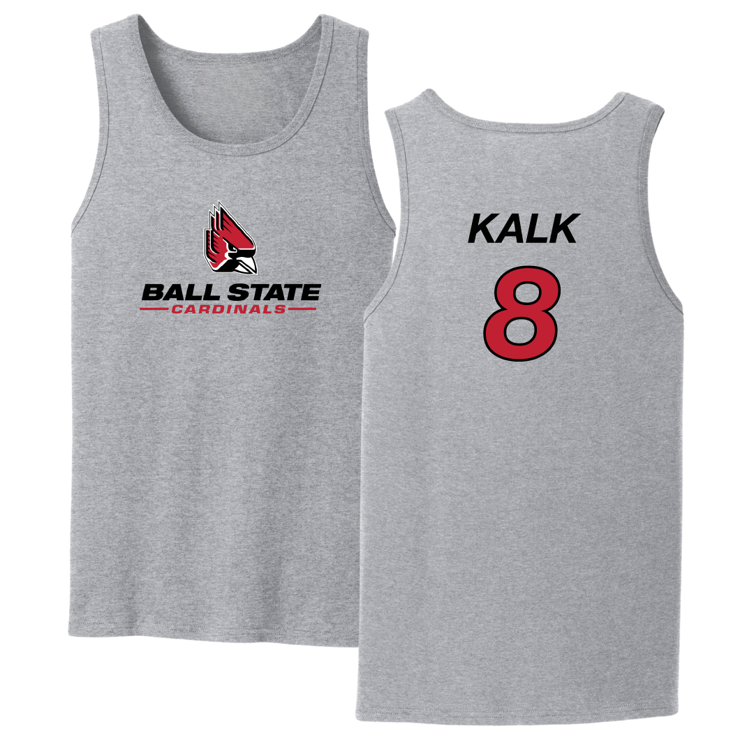 Ball State University Baseball Sport Gray Tank Top - #8 Max Kalk