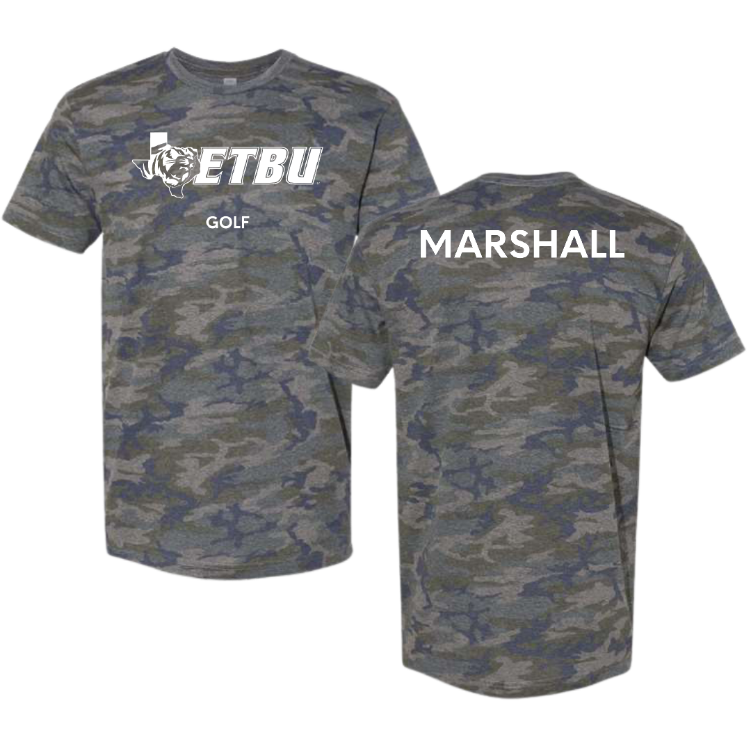 East Texas Baptist University Golf (M) Vintage Camo Tee - Drew Marshall