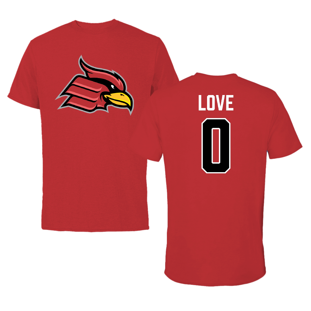 Wheeling University Football Red Tee - #0 Solo Love