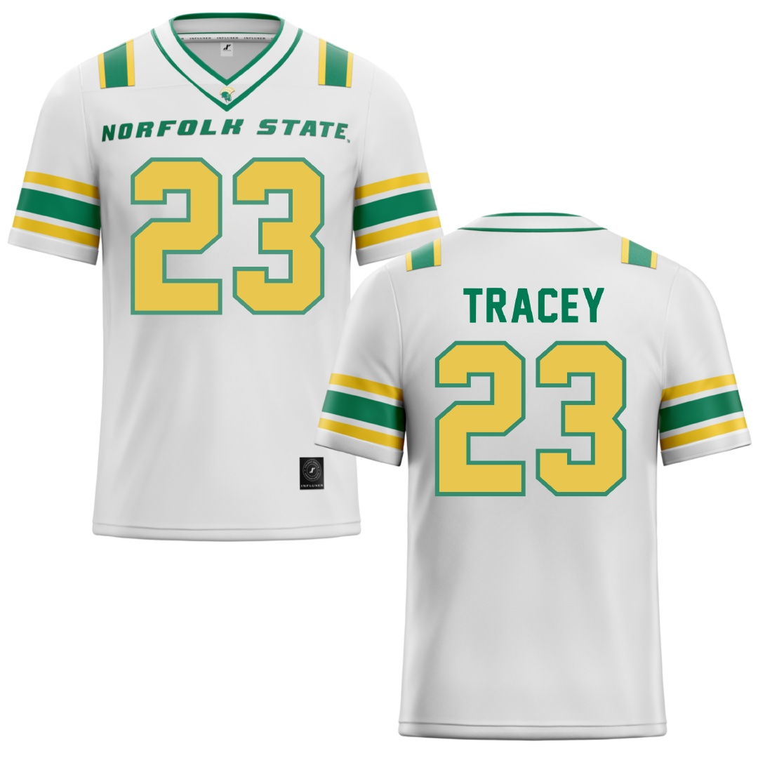 Norfolk State University White Football Jersey - #23 Noah Tracey