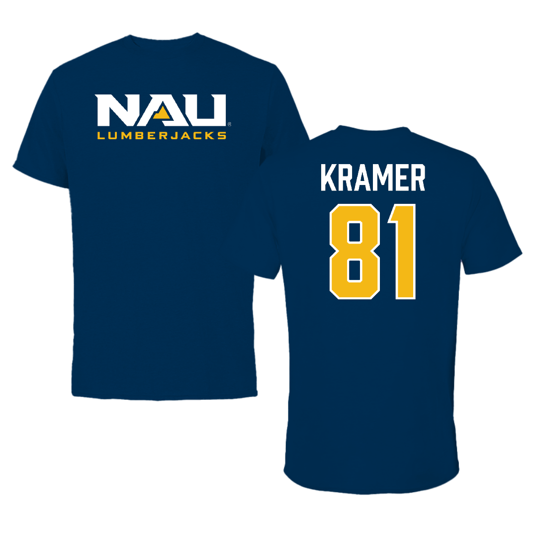 Northern Arizona University Football Navy Block Performance Tee - #81 Braden Kramer
