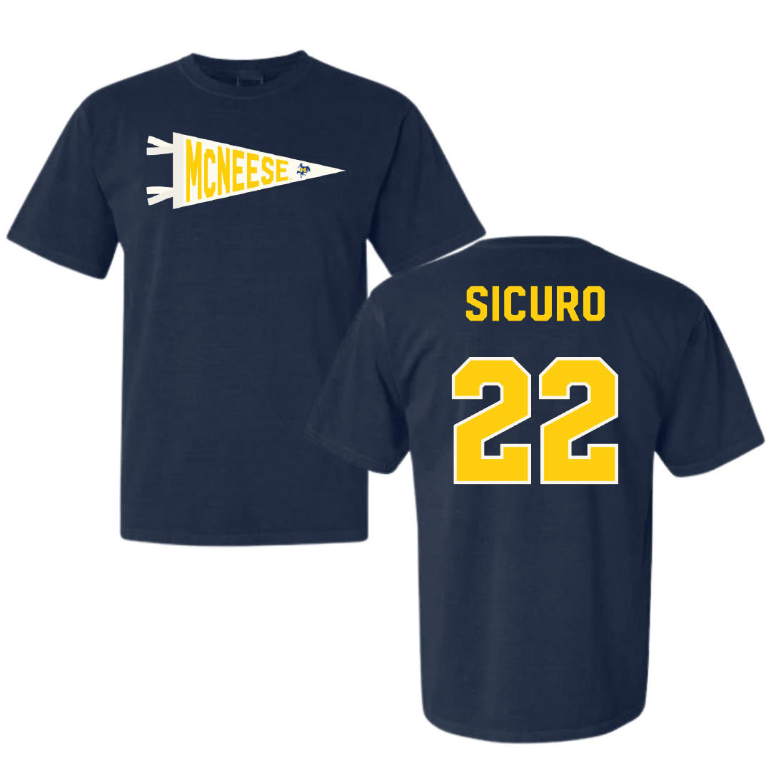 McNeese State University Softball Navy Pennant Comfort Colors Tee - #22 Cassidy Sicuro