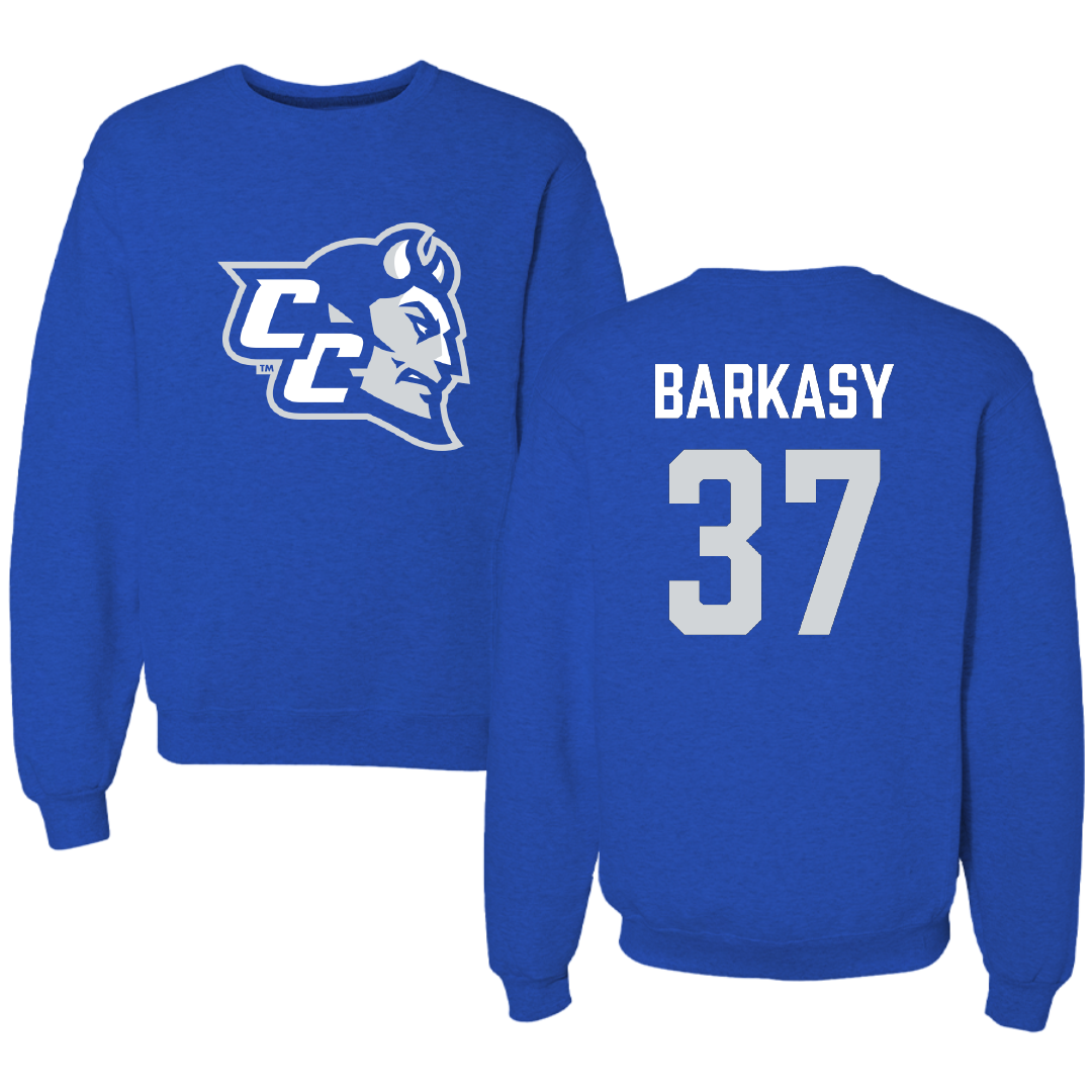 Central Connecticut State University Baseball Blue Crewneck - #37 Christopher Barkasy