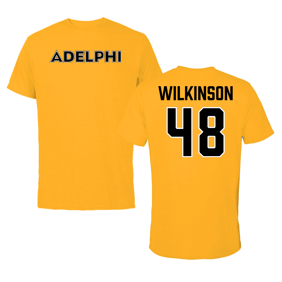 Adelphi University Baseball Gold Performance Tee - #48 Justin Wilkinson