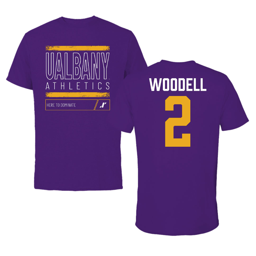 University at Albany Football Purple Dominate Performance Tee - #2 Griffin Woodell