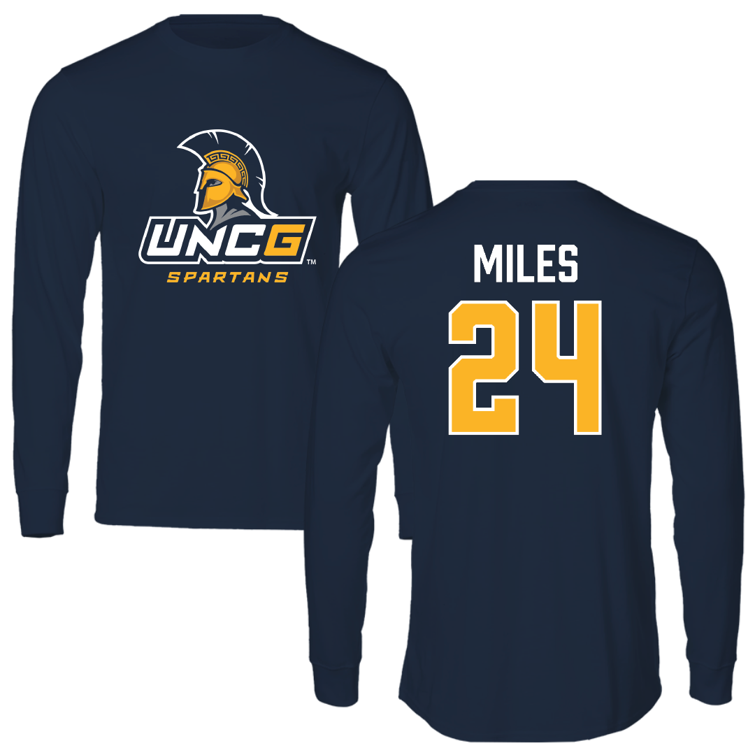 UNC Greensboro Baseball Navy Long Sleeve - #24 Isaac Miles
