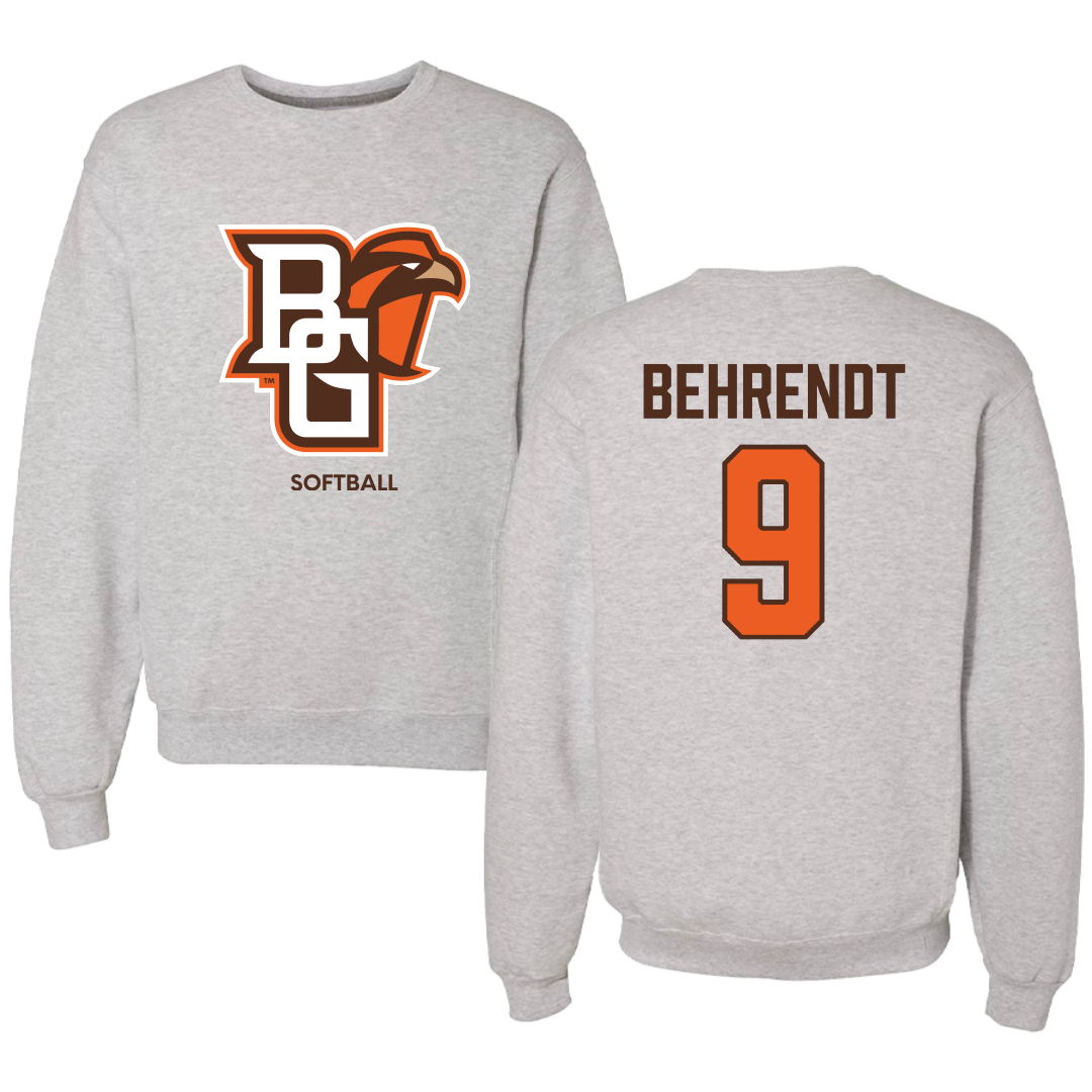 Bowling Green State University Softball Light Gray Crewneck - #9 Taylor Behrendt