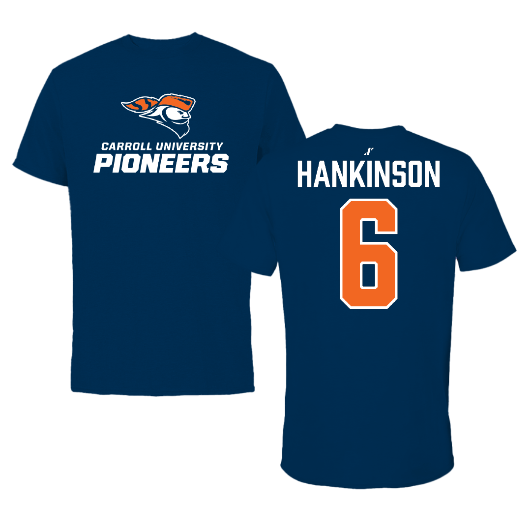 Carroll University Football Navy Performance Tee - #6 Michael Hankinson
