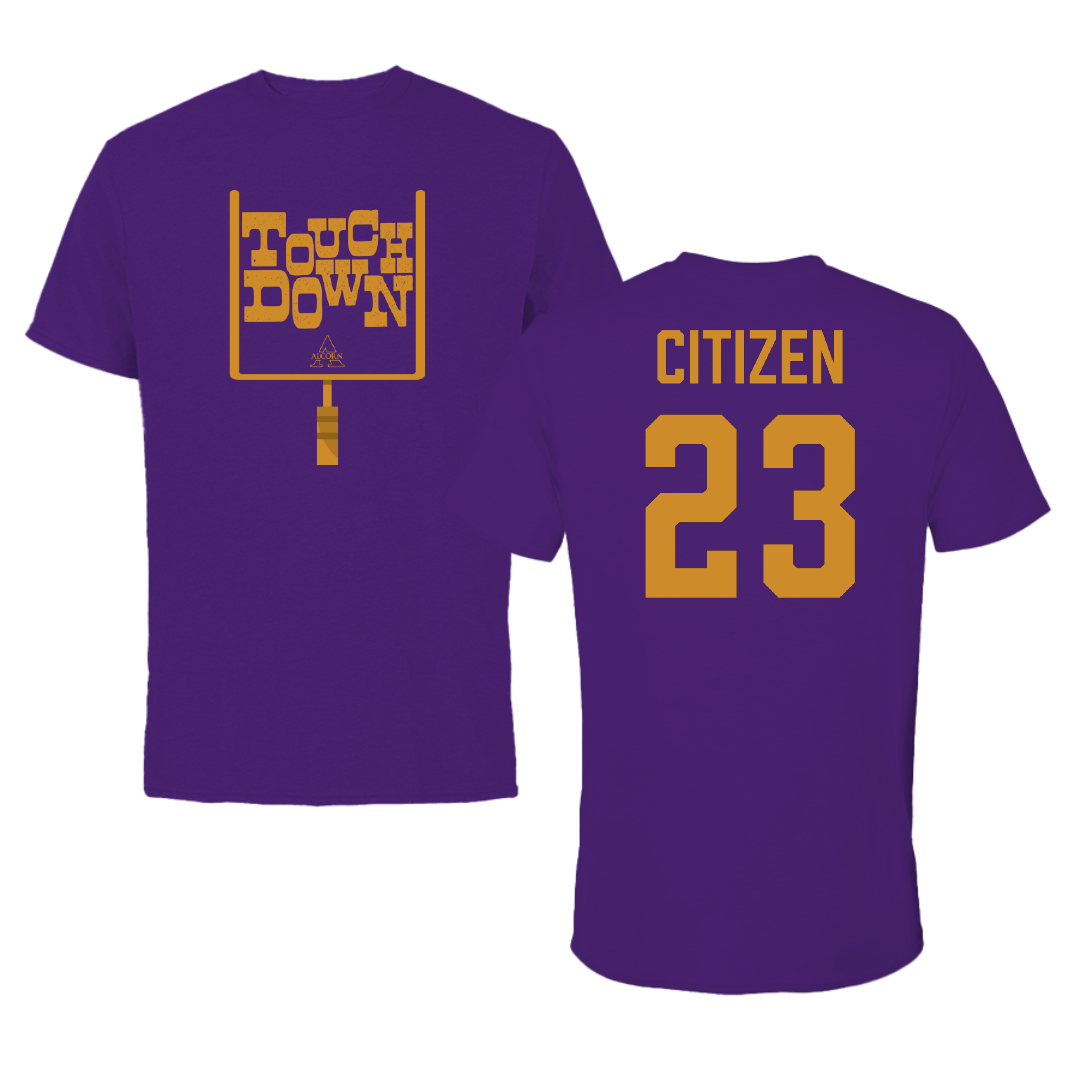 Alcorn State University Football Purple Touchdown Performance Tee - #23 Tylon Citizen
