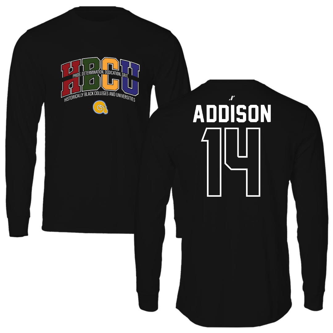 Albany State University Baseball Black HBCU Performance Long Sleeve - #14 Luke Addison