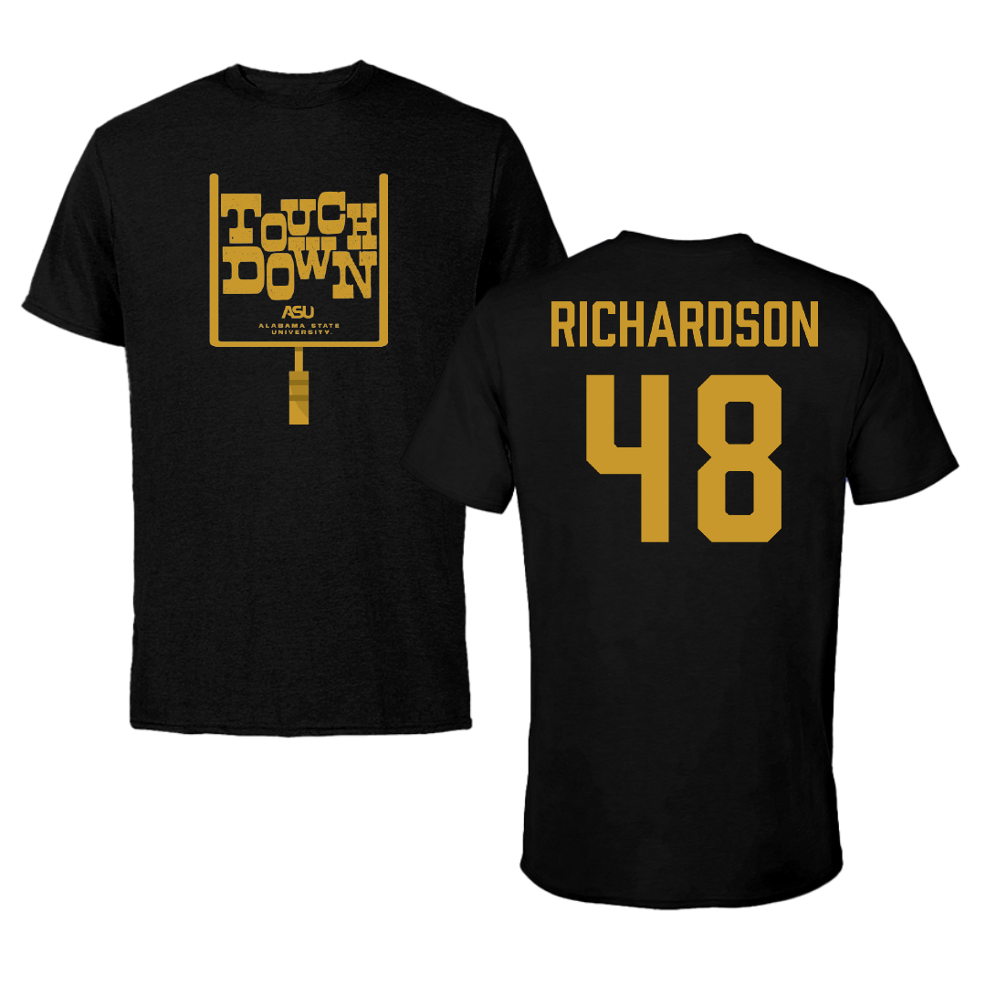 Alabama State University Football Black Touchdown Tee - #48 Myles Richardson